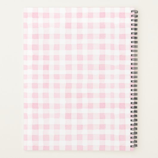 Blush Pink Gingham Floral Crest Monogram Planner (Achterkant)