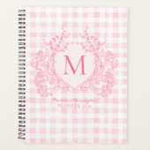 Blush Pink Gingham Floral Crest Monogram Planner (Voorkant)