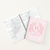 Blush Pink Gingham Floral Crest Monogram Recept Notitieboek (Binnen)