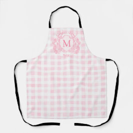 Blush Pink Gingham Floral Crest Monogram Schort