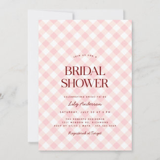 Blush Pink Gingham | Lente picknick Vrijgezellenfe Kaart