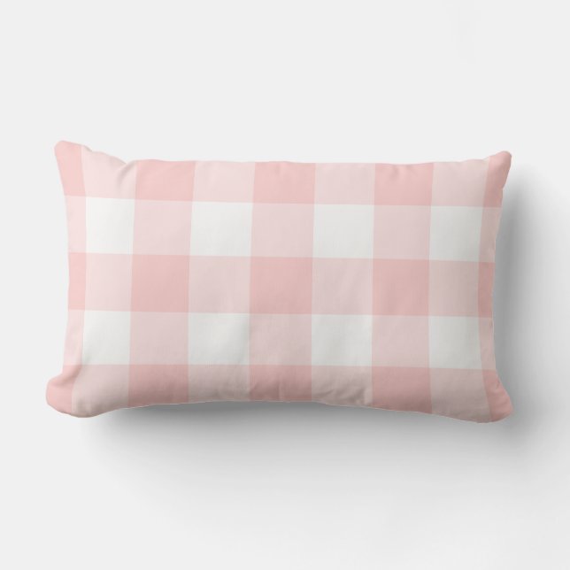 Blush Pink Gingham Pattern Gingkerkgecontroleerd Buitenkussen (Voorkant)