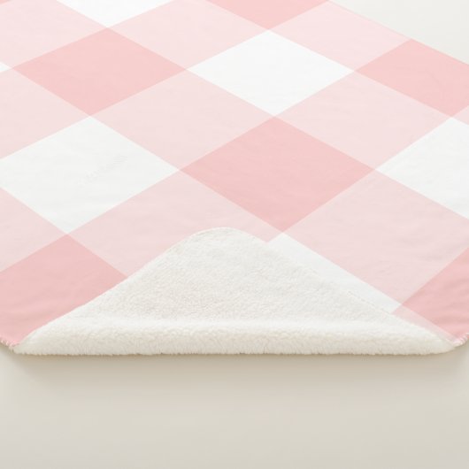 Blush Pink Gingham Pattern Sherpa Deken (3/4)