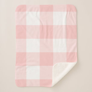 Blush Pink Gingham Pattern Sherpa Deken