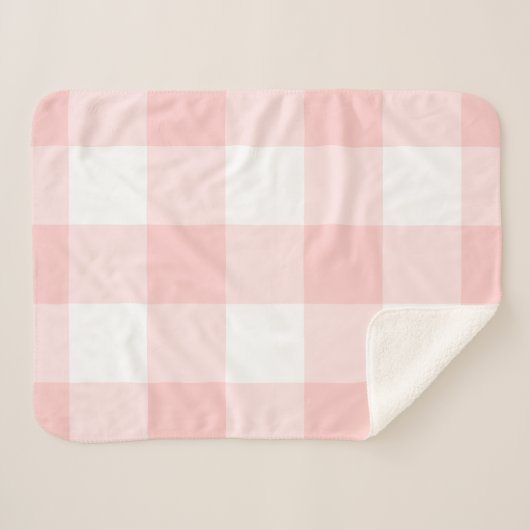 Blush Pink Gingham Pattern Sherpa Deken (Voorkant (horizontaal))