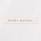 Blush Pink Gingham Waterdichte Naam Labels (Design 1)