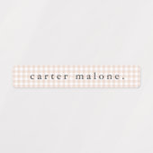 Blush Pink Gingham Waterdichte Naam Labels (Design 2)