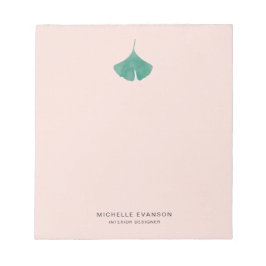 Blush Pink Ginkgo Leaf Logo Eenvoudige Natuur Notitieblok