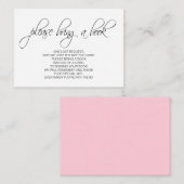 Blush Pink Girl Breng een boek Baby shower Inserts Informatiekaartje (Voorkant / Achterkant)