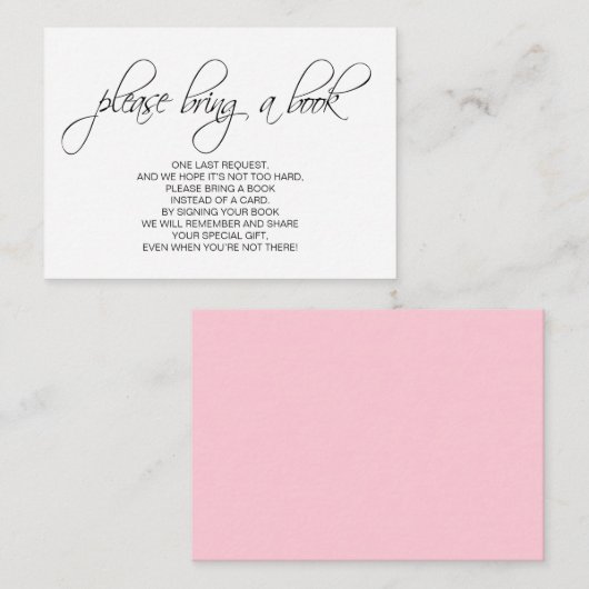 Blush Pink Girl Breng een boek Baby shower Inserts Informatiekaartje (Voorkant / Achterkant)