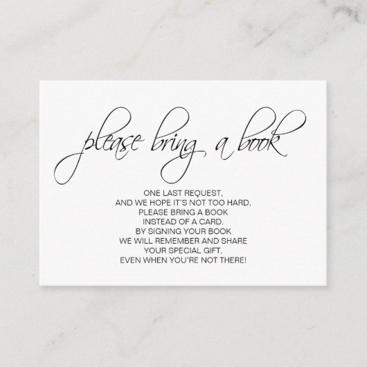 Blush Pink Girl Breng een boek Baby shower Inserts Informatiekaartje (Voorkant)