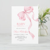 Blush Pink Girl Ribbon Bow Coquette Baby shower Kaart (Staand voorkant)