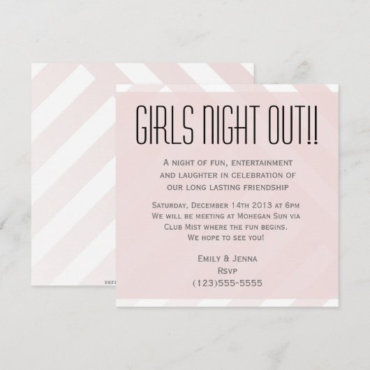 Blush Pink Girls Night Out Uitnodiging (Voorkant / Achterkant)