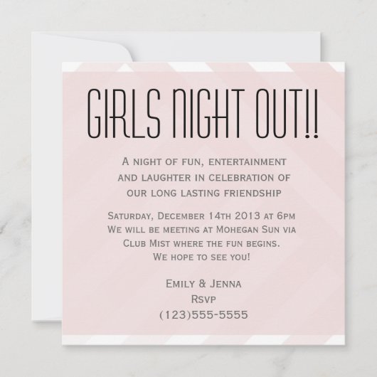 Blush Pink Girls Night Out Uitnodiging (Voorkant)