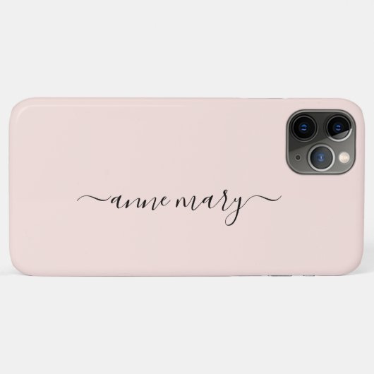 Blush Pink Girly Aangepaste Naam Monogram Gift Fav Case-Mate iPhone Case (Achterkant (horizontaal))