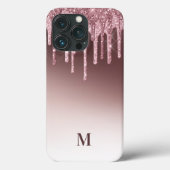 Blush Pink Girly Glitter Sparkle Monogram Case-Mate iPhone Case (Achterkant)
