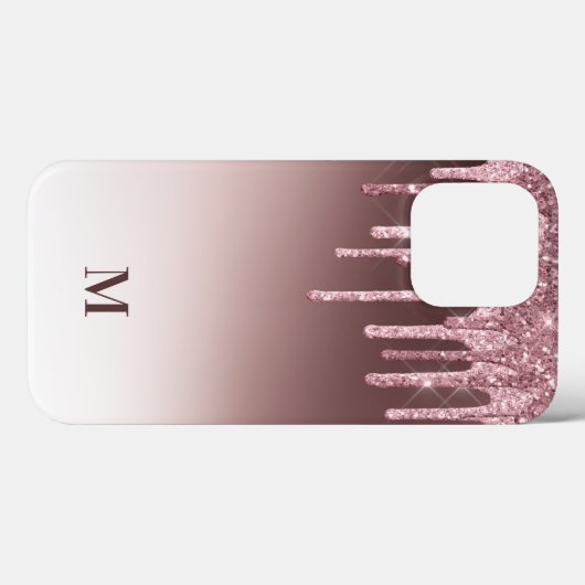 Blush Pink Girly Glitter Sparkle Monogram Case-Mate iPhone Case (Achterkant (horizontaal))