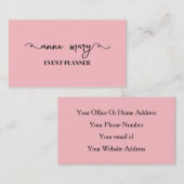 Blush Pink Girly Kalligrafie Trendy Event Planner Visitekaartje (Voorkant / Achterkant)