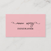 Blush Pink Girly Kalligrafie Trendy Event Planner Visitekaartje (Voorkant)