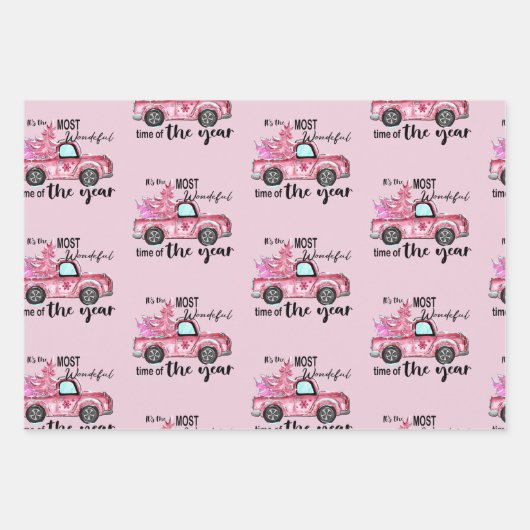 Blush Pink Girly Kerstmis Inpakpapier Vel (Voorkant 2)