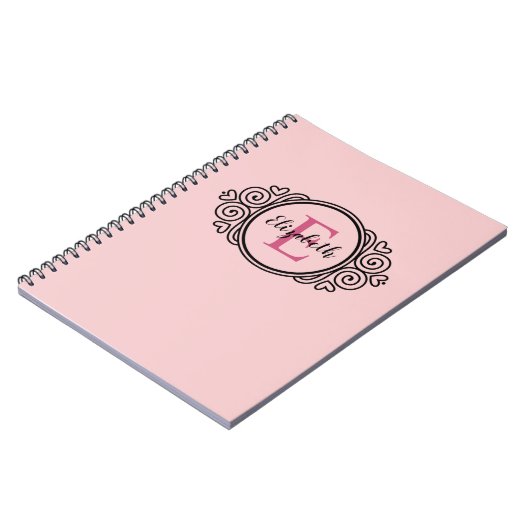 Blush Pink Girly Monogram Notitieboek (Linkerzijde)