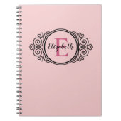 Blush Pink Girly Monogram Notitieboek (Voorkant)
