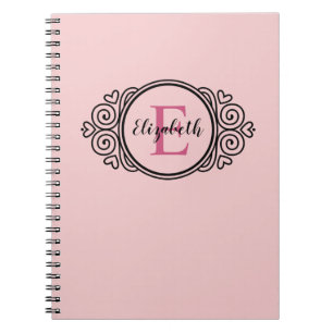 Blush Pink Girly Monogram Notitieboek