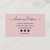 Blush Pink Girly Simple Hair Makeup Salon Visitekaartje (Achterkant)