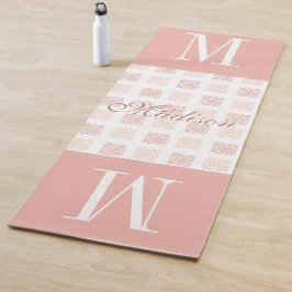 Blush Pink Girly Trendy Monogram Yoga Mat
