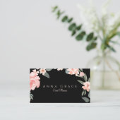 Blush Pink Girly Waterverf Floral Roos Visitekaartje (Staand voorkant)