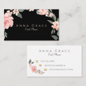 Blush Pink Girly Waterverf Floral Roos Visitekaartje (Voorkant / Achterkant)