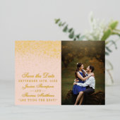 Blush Pink & Glam Confetti foto Save The Date Folie Uitnodiging (Staand Voorkant)