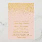 Blush Pink & Glam Confetti Wedding Real Folie Uitnodiging (Voorkant)