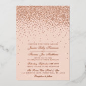 Blush Pink & Glam Confetti Wedding Real Folie Uitnodiging (Voorkant)
