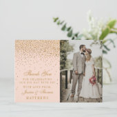 Blush Pink & Glam Gold Confetti trouwfoto Bedankkaart (Staand voorkant)