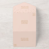 Blush Pink & Glam Gold Confetti Wedding All In One Uitnodiging (Buitenkant)
