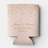 Blush Pink & Glam Gold Confetti Wedding Blikjeskoeler (Achterkant)