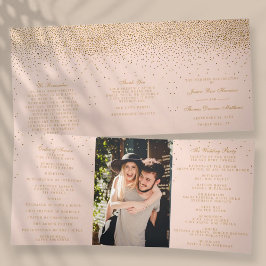 Blush Pink & Glam Gold Confetti Wedding Collectie Drieluik Programma