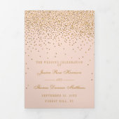 Blush Pink & Glam Gold Confetti Wedding Collectie Drieluik Programma (Cover)