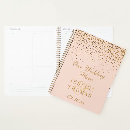 Blush Pink & Glam Gold Confetti Wedding Planner (Display)