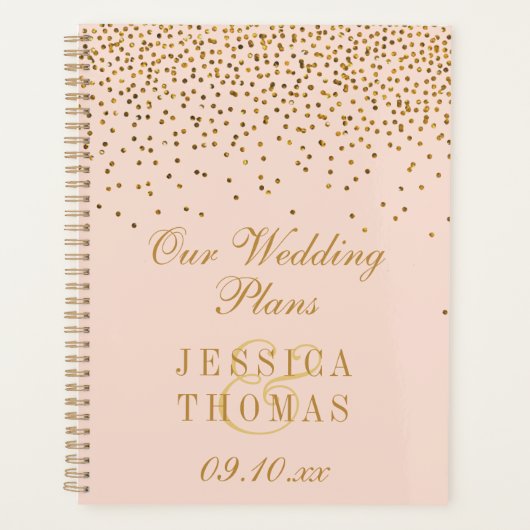 Blush Pink & Glam Gold Confetti Wedding Planner (Voorkant)