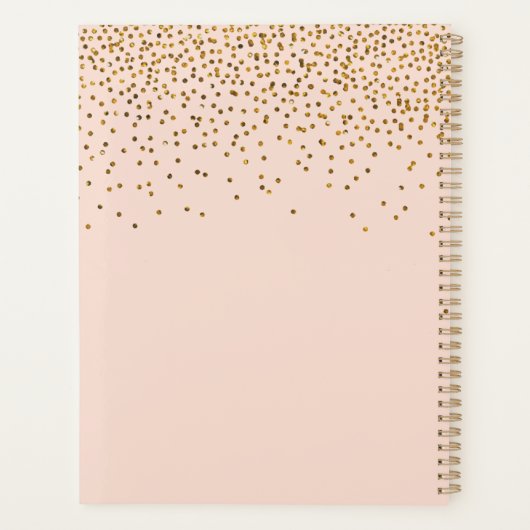 Blush Pink & Glam Gold Confetti Wedding Planner (Achterkant)
