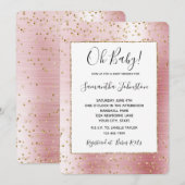 Blush Pink Glam Gold Sparkle Confetti Baby shower Kaart (Voorkant / Achterkant)