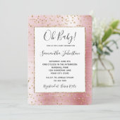 Blush Pink Glam Gold Sparkle Confetti Baby shower Kaart (Staand voorkant)