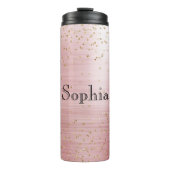 Blush Pink Glam Gold Sparkle Confetti gepersonalis Thermosbeker (Voorkant)