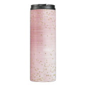 Blush Pink Glam Gold Sparkle Confetti gepersonalis Thermosbeker (Achterkant)