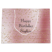 Blush Pink Glam Gold Sparkle Confetti Verjaardag Groot Cadeauzakje (Voorkant)