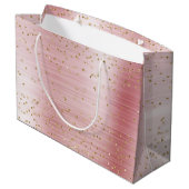Blush Pink Glam Gold Sparkle Confetti Verjaardag Groot Cadeauzakje (Achterkant Gekanteld)