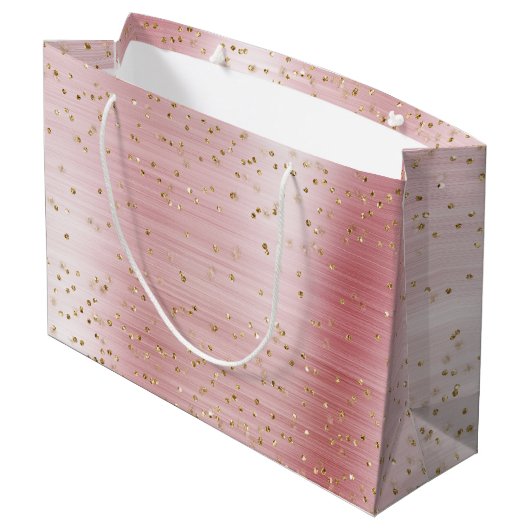 Blush Pink Glam Gold Sparkle Confetti Verjaardag Groot Cadeauzakje (Achterkant Gekanteld)