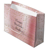 Blush Pink Glam Gold Sparkle Confetti Verjaardag Groot Cadeauzakje (Voorkant Gekanteld)